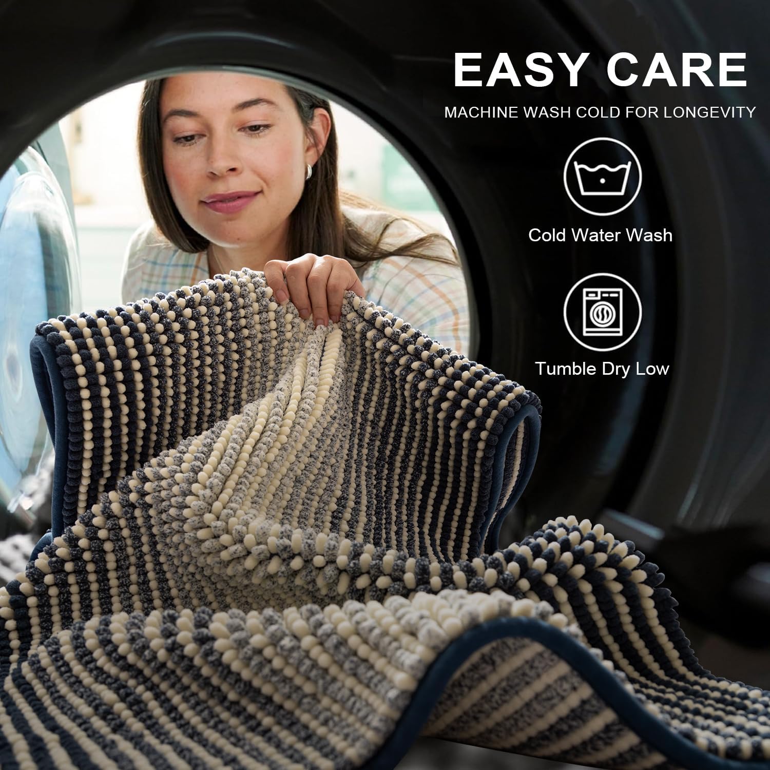 Detalle de BSICPRO Haze Blue Chenille Bath Mat Rug, Non-Slip 20 x 32 Inches, Machine Washable
