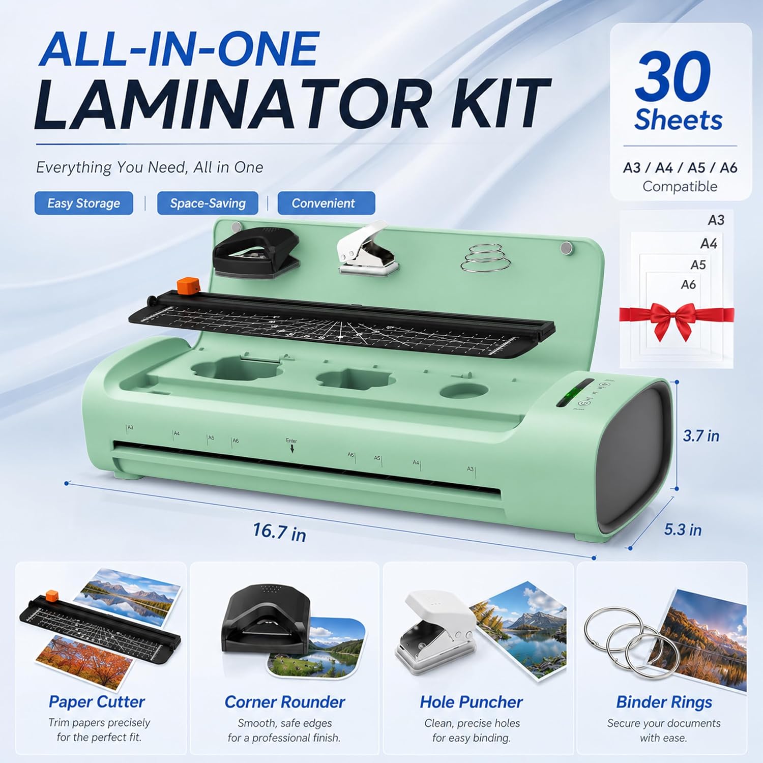 Detalle de Elysine 13-Inch Laminator, 11-in-1 Hot and Cold A3 Machine