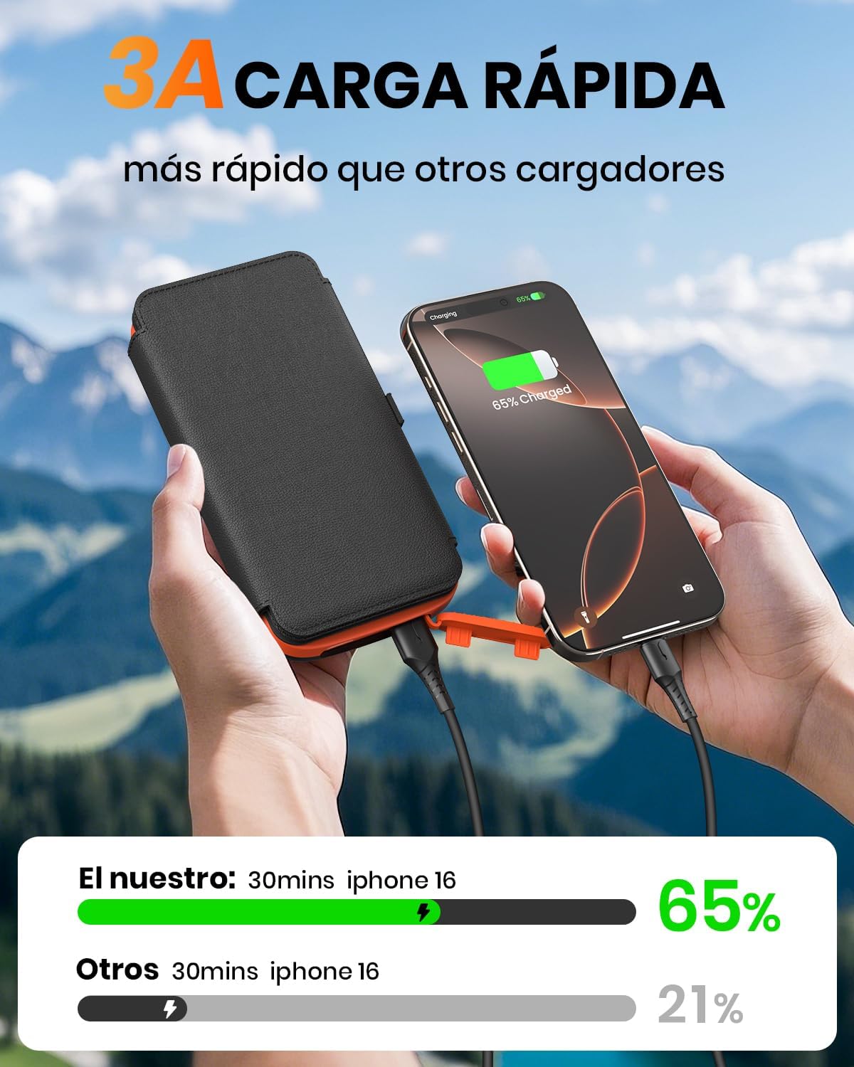 Thumbnail 3 de FEELLE Power Bank Solar 27000mAh ⚡ Carga Rápida y Linterna