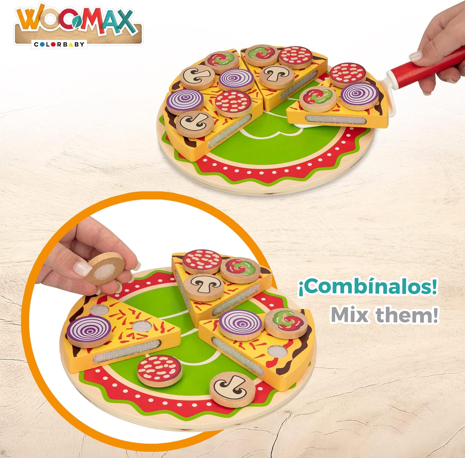 Detalle 1 de WOOMAX Set pizza legno autoadesivo 27 pezzi