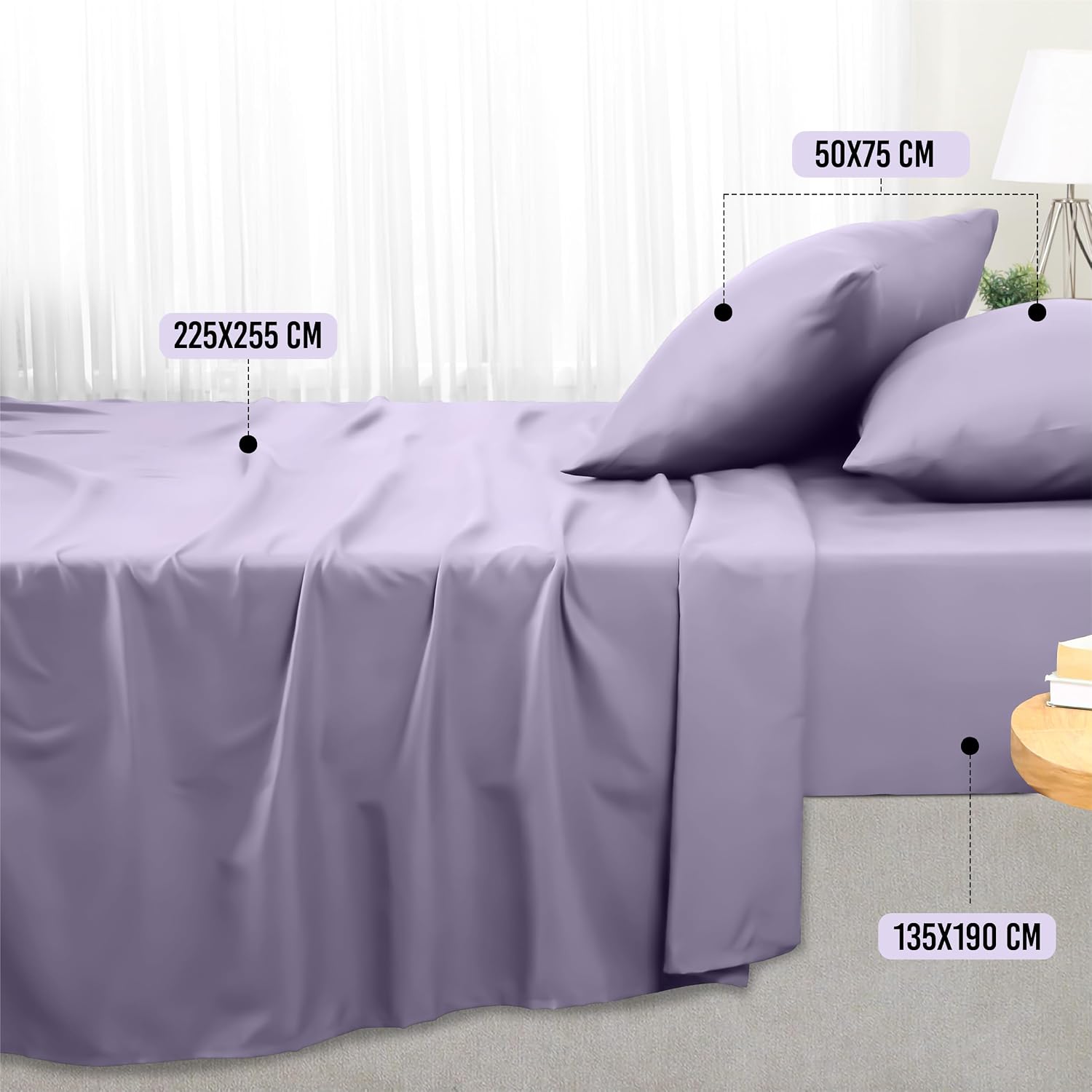 Thumbnail 1 de Utopia Bedding Sábanas 4 piezas 135x190 Lavanda