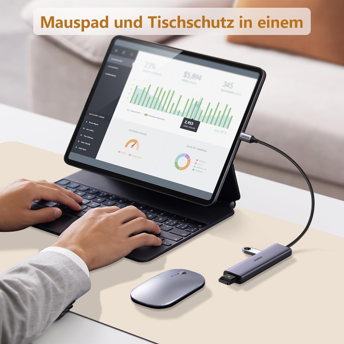 Thumbnail 3 de Zindoo Schreibtischunterlage 80x40 cm Beige