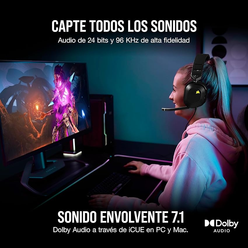 Thumbnail 1 de Corsair HS80 RGB Auriculares Gaming 7.1 con Micrófono