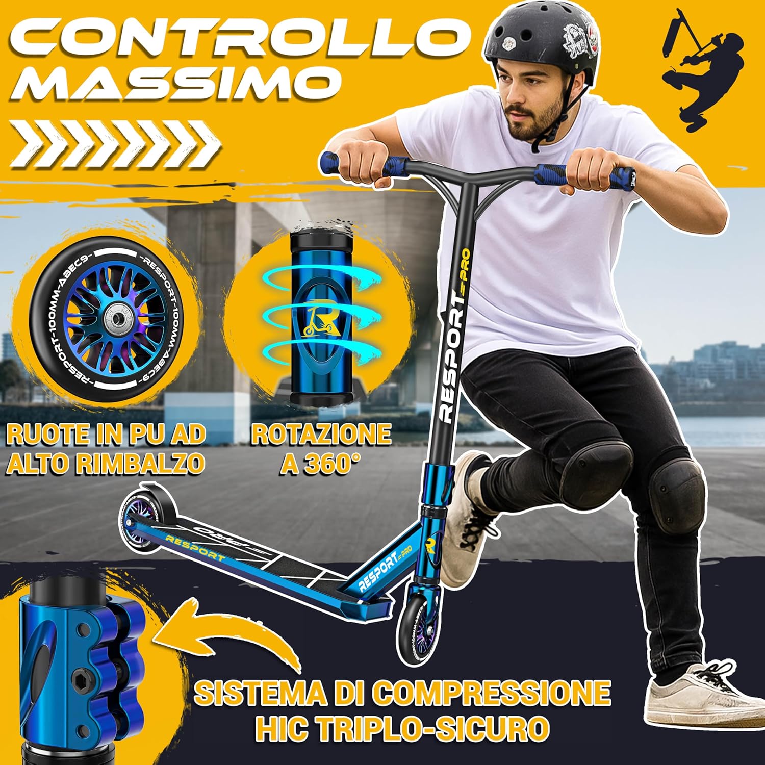 Thumbnail 1 de RE:SPORT Revo Pro monopattino stunt per bambini e adulti, ruote PU 110 mm, Y-Bar e cuscinetti ABEC 9