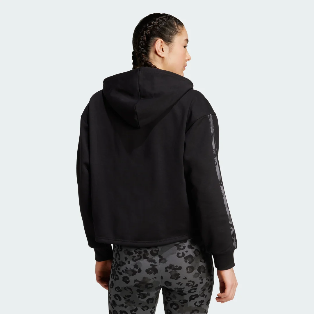 Detalle 2 de Sudadera de felpa con capucha y cremallera Animal Print con 3 bandas de Adidas