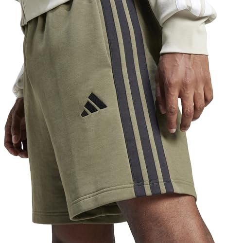 Thumbnail 3 de adidas Uomo Essential Three Stripes French Terry Short en Olive strata/Black (XXL)