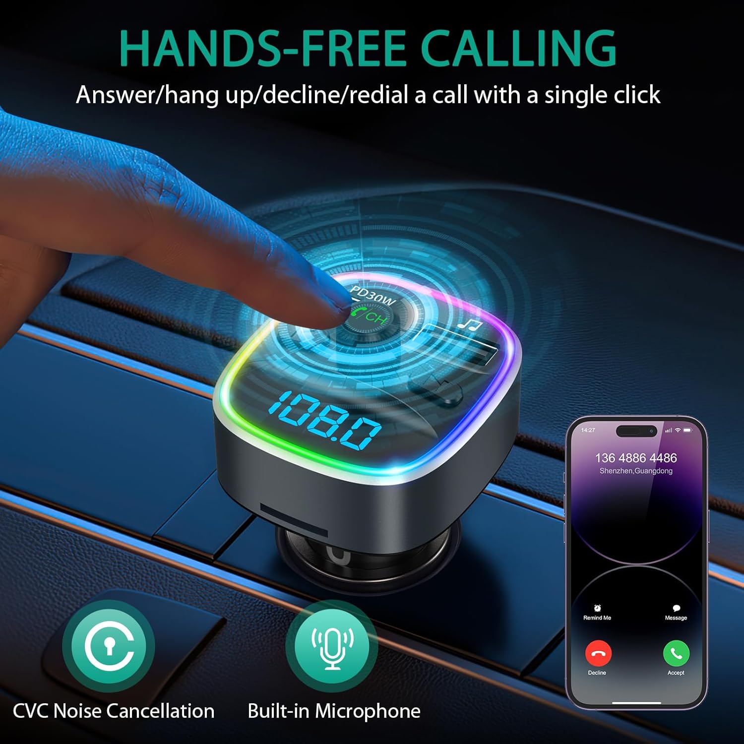 Thumbnail 3 de ORIA 35W Bluetooth 5.3 FM transmitter