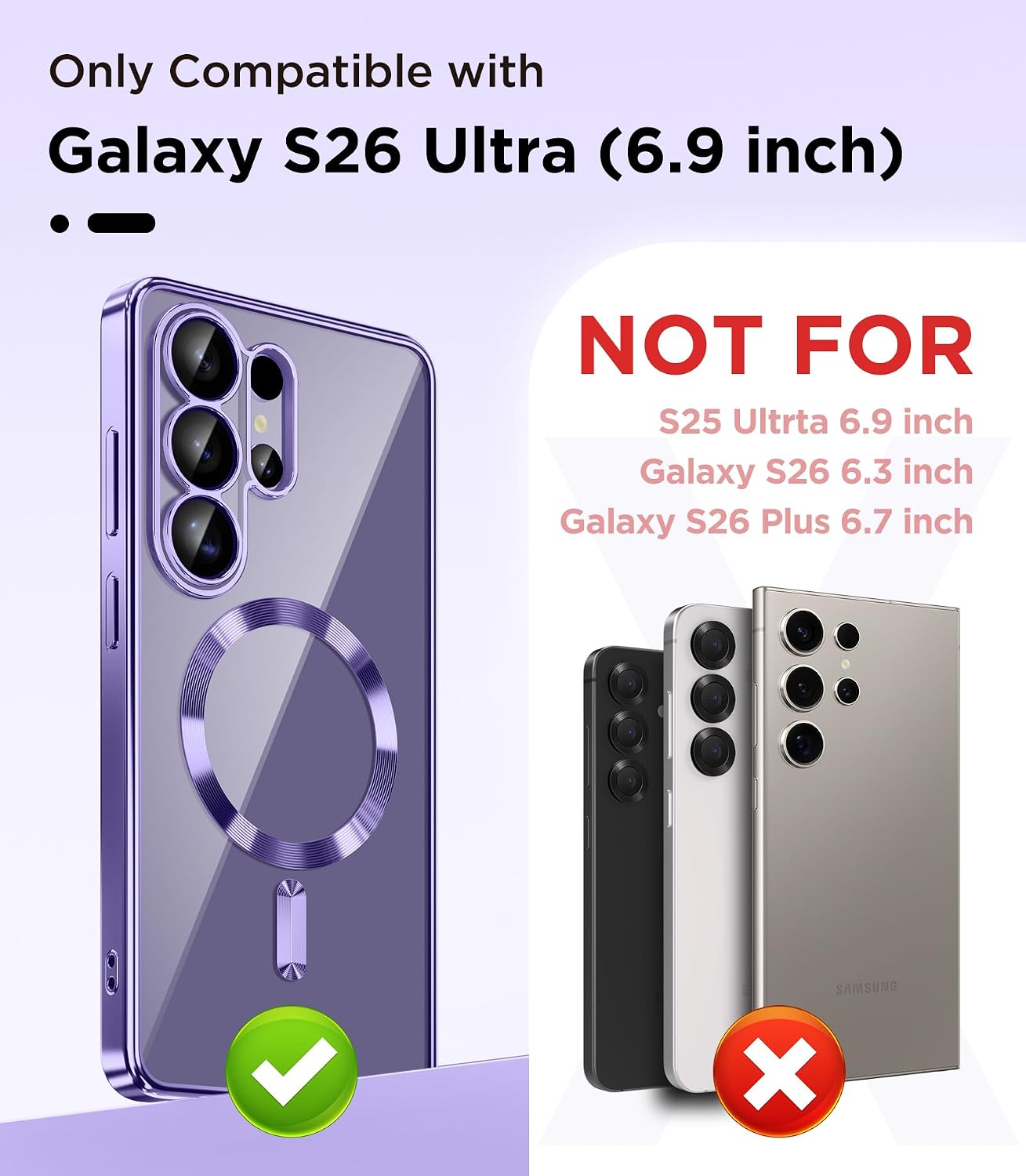 Detalle de Magnetic Case for Samsung Galaxy S26 Ultra with Screen Protector – Slim, Military-Grade Shield with 360° Protection