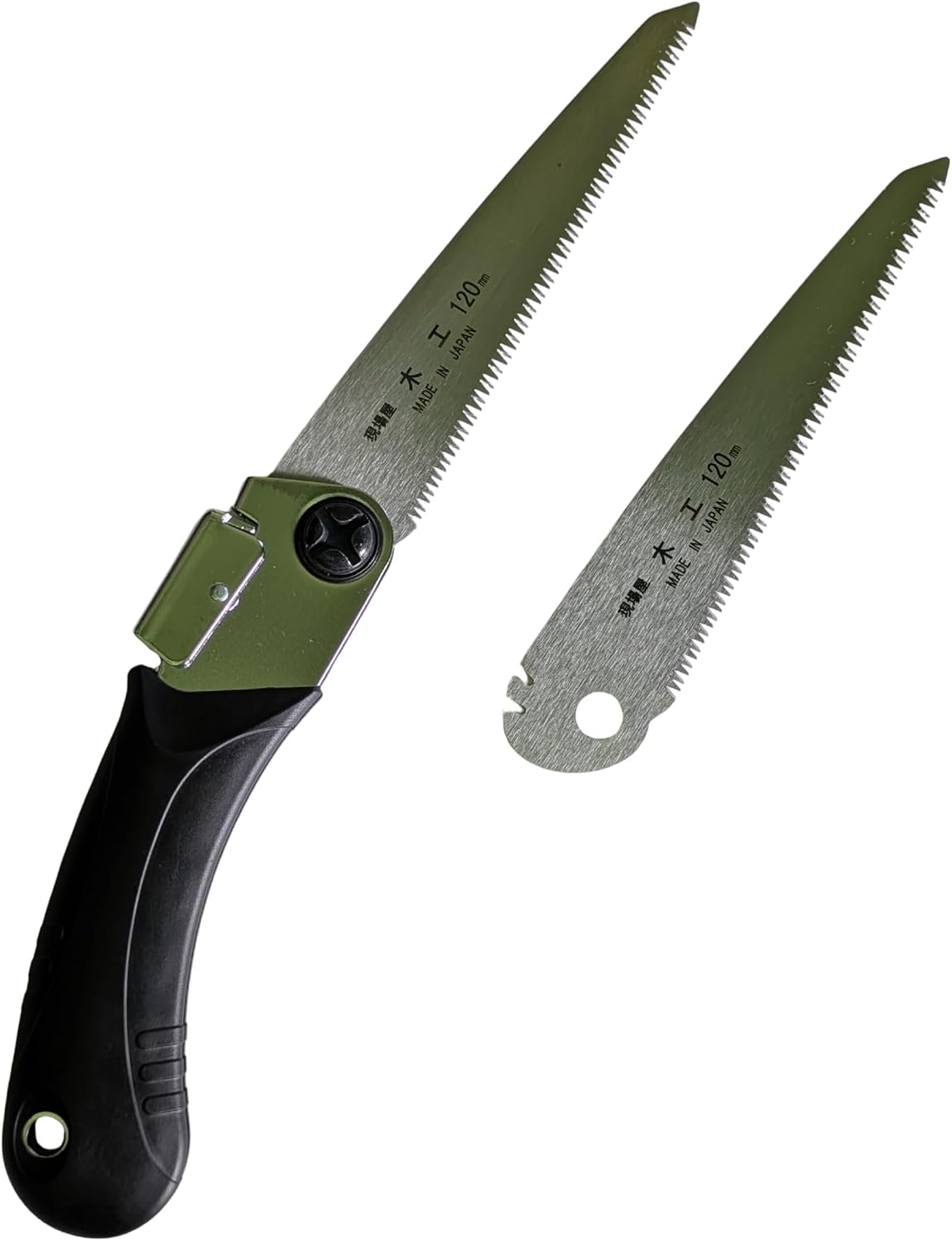 Detalle de 現場屋 折込木工鋸 刃渡り120mm 二段階角度調整・替刃付き