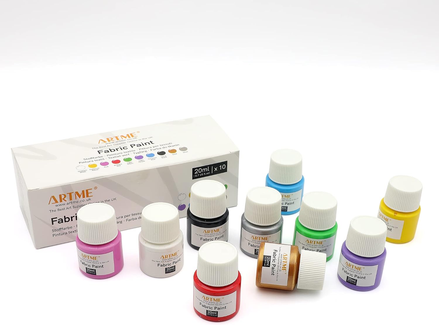 ARTME textielverfset, 10 kleuren van 20 ml voor katoen en linnen