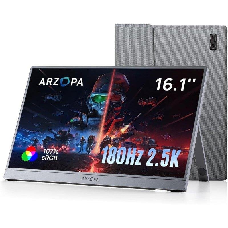 Detalle de Monitor Arzopa Z3FC 16,1" QHD 180 Hz IPS portátil con USB-C, Mini HDMI y soporte integrado
