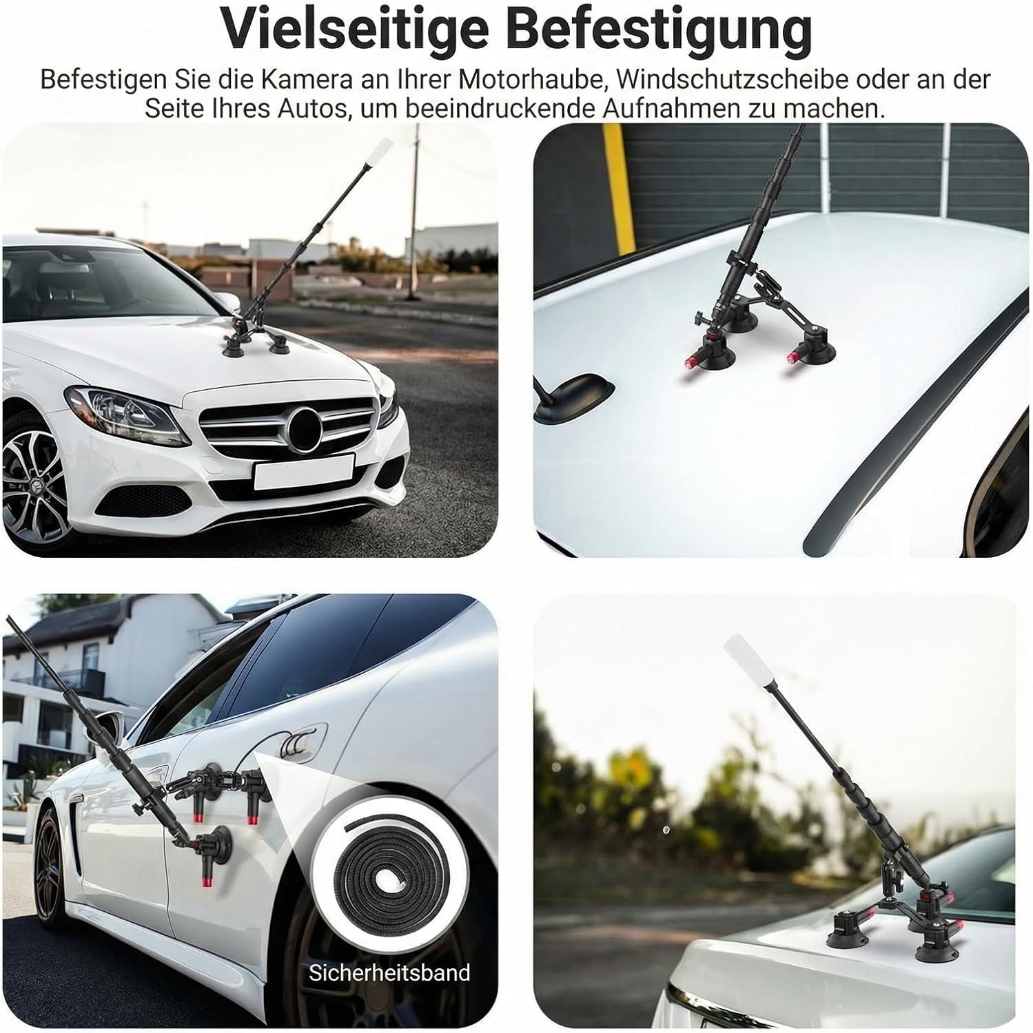 Thumbnail 6 de NEEWER Dreifach Saugnapf Autohalterung CA065 für Insta360 X5/X4 & GoPro – mit 2-in-1 Teleskopstange