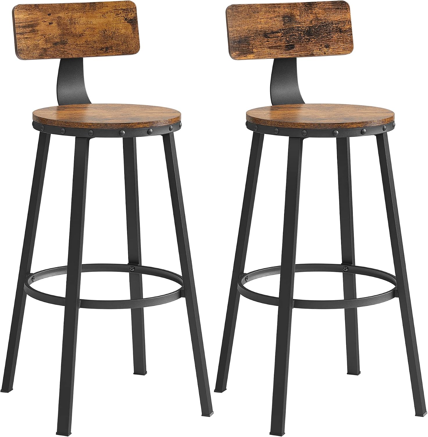 Detalle de VASAGLE Set di 2 sgabelli da bar con schienale LBC026B01V1, altezza seduta 73 cm