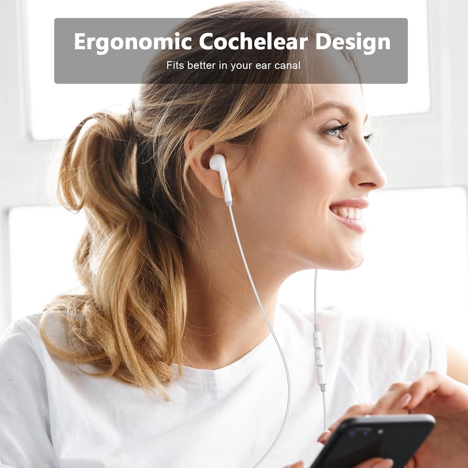 Thumbnail 6 de USB-C wired in-ear headphones (2-pack) with mic, volume control and noise cancelling – White