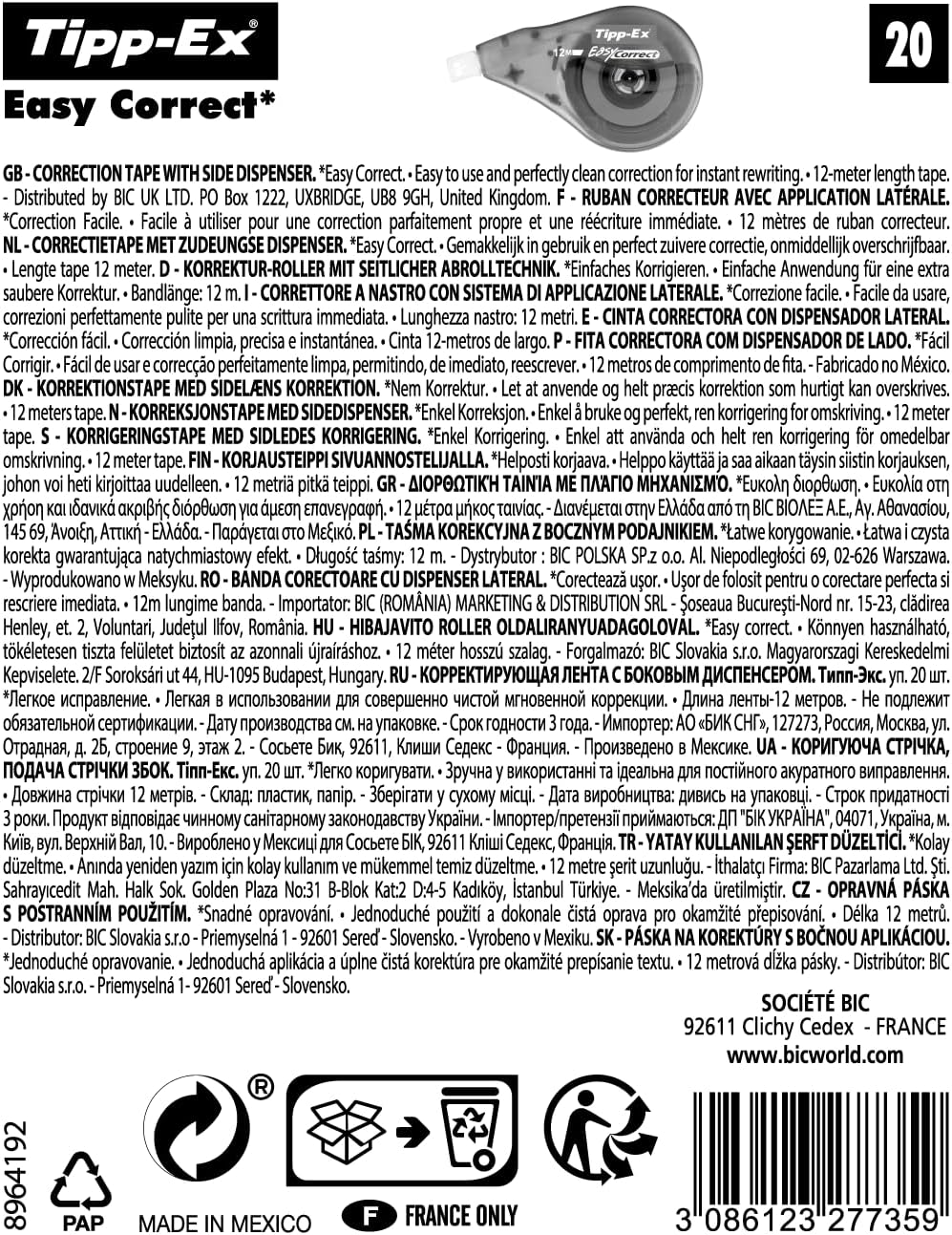 Thumbnail 1 de Tipp-Ex Easy Correct ruban 12 m 📝