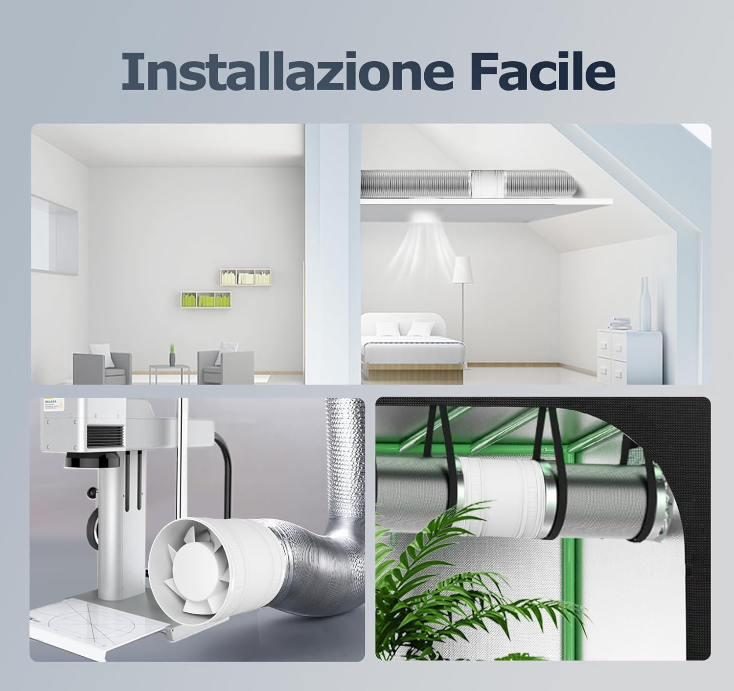 Thumbnail 4 de BUMSOU Estrattore aria 100 mm con velocità regolabile e protezione surriscaldamento