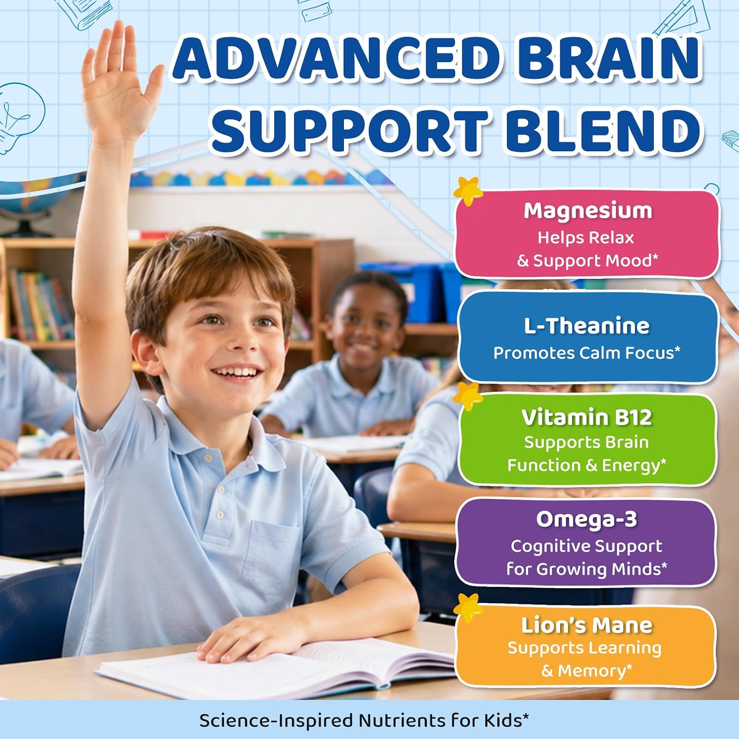 Detalle de CNCHEF Kids Focus and Attention Liquid Drops with Phosphatidylserine, Magnesium and Omega-3