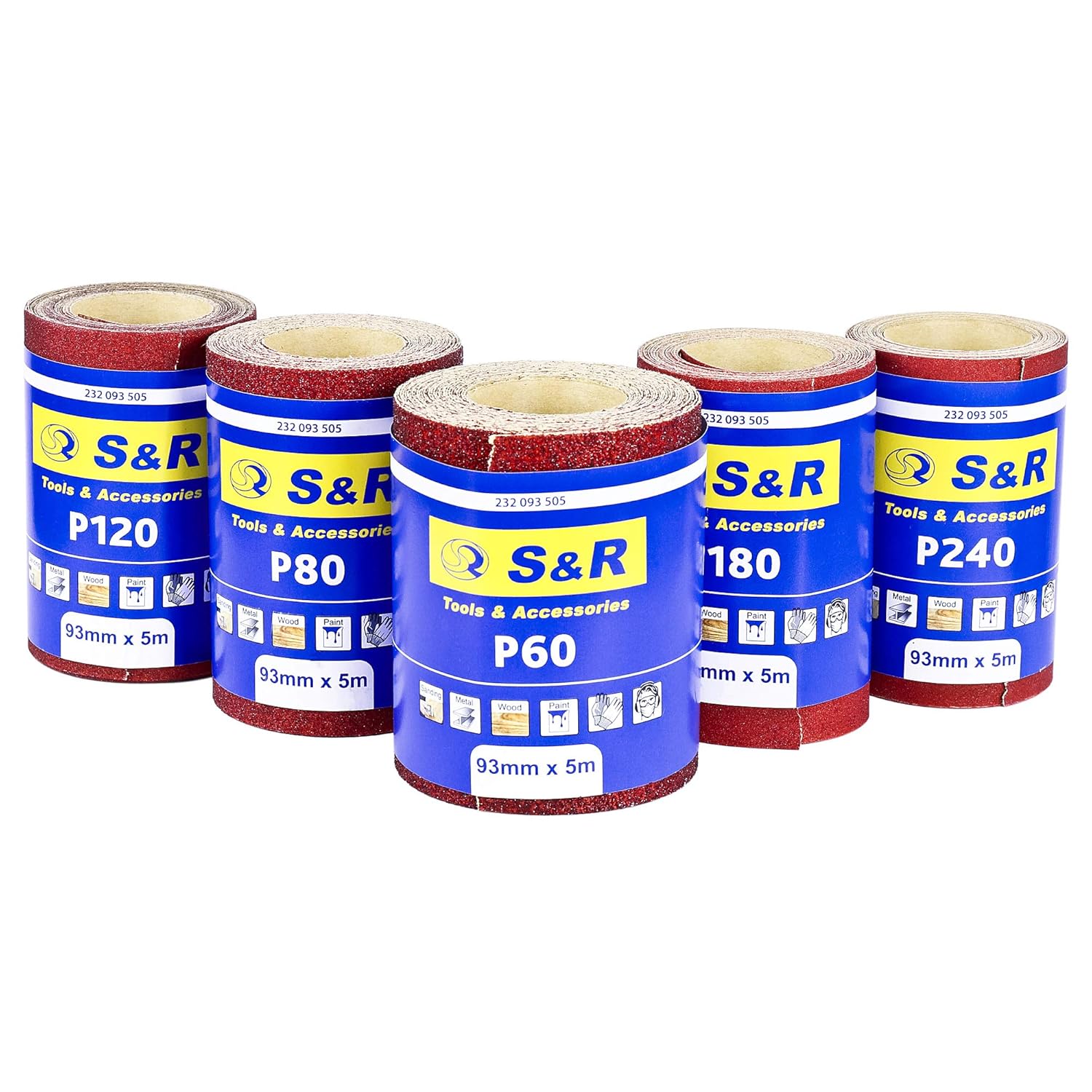 Thumbnail 5 de S&R Rotoli Carta Vetrata Abrasiva 5 Rotoli da 5 m (93 mm) – grane 60/80/120/180/240