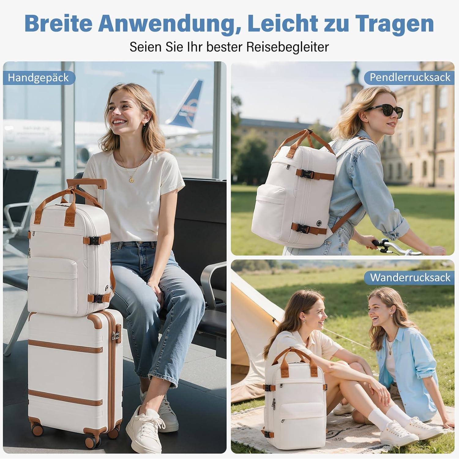 Thumbnail 3 de COOLIFE Handgepäck Rucksack 45×36×20 cm mit Laptopfach – Weekender für Kurztrips (dunkelgrün)