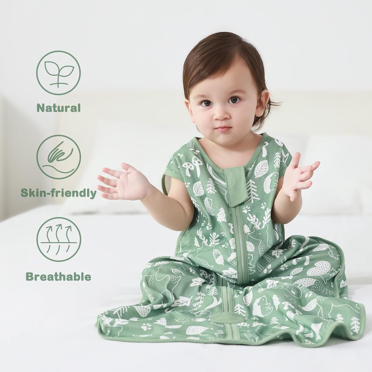 Thumbnail 1 de MIKAFEN 2pc Baby Sleeping Bag 0.5 Tog (Spring & Summer) – 0.5Tog Cotton Sleeveless Sleep Sack