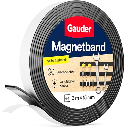 Detalle de GAUDER Magnetband selbstklebend 3 m x 15 mm – zuschneidbares Klebemagnetband