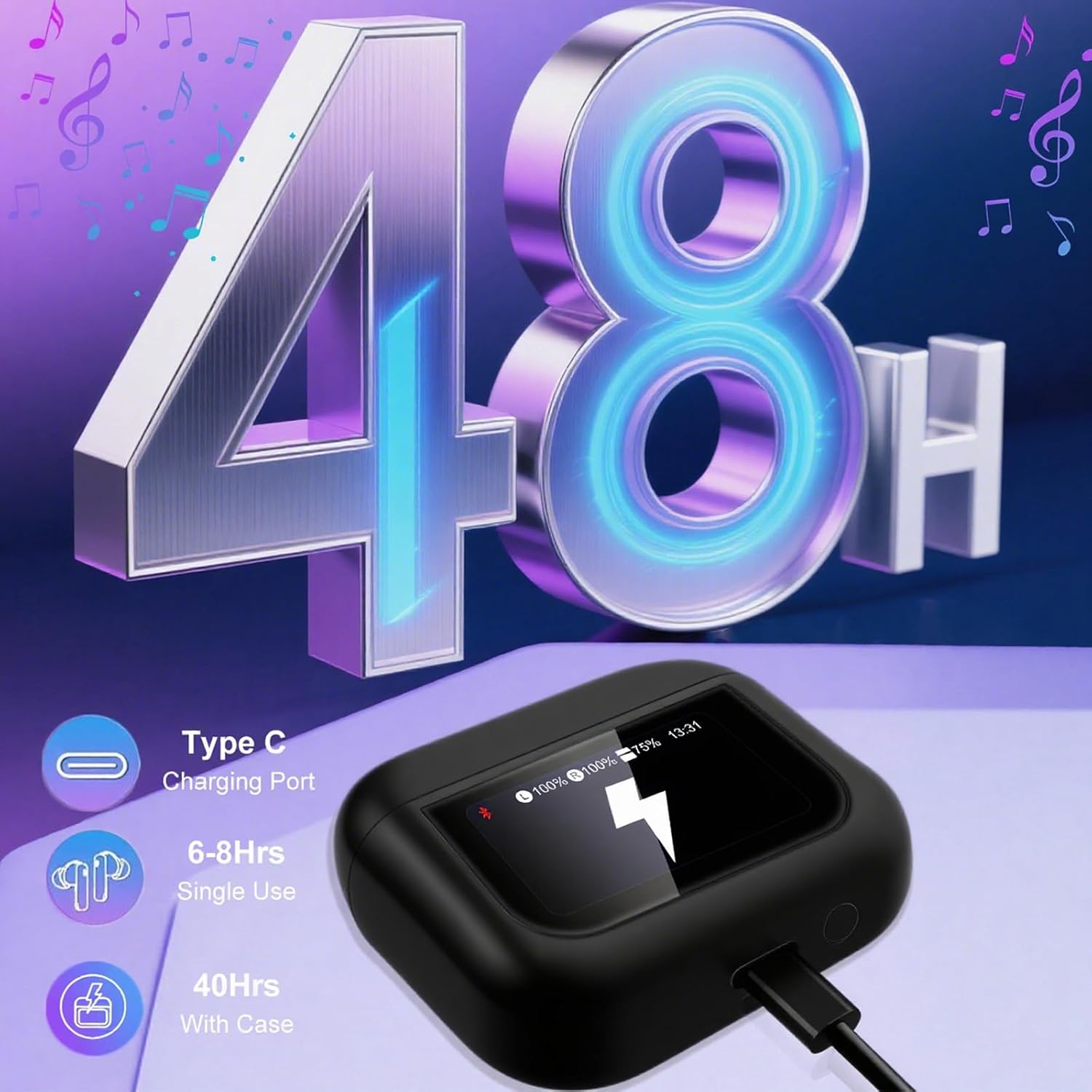 Thumbnail 5 de Wireless Earbuds 48H Bluetooth 5.4 Noise Cancelling