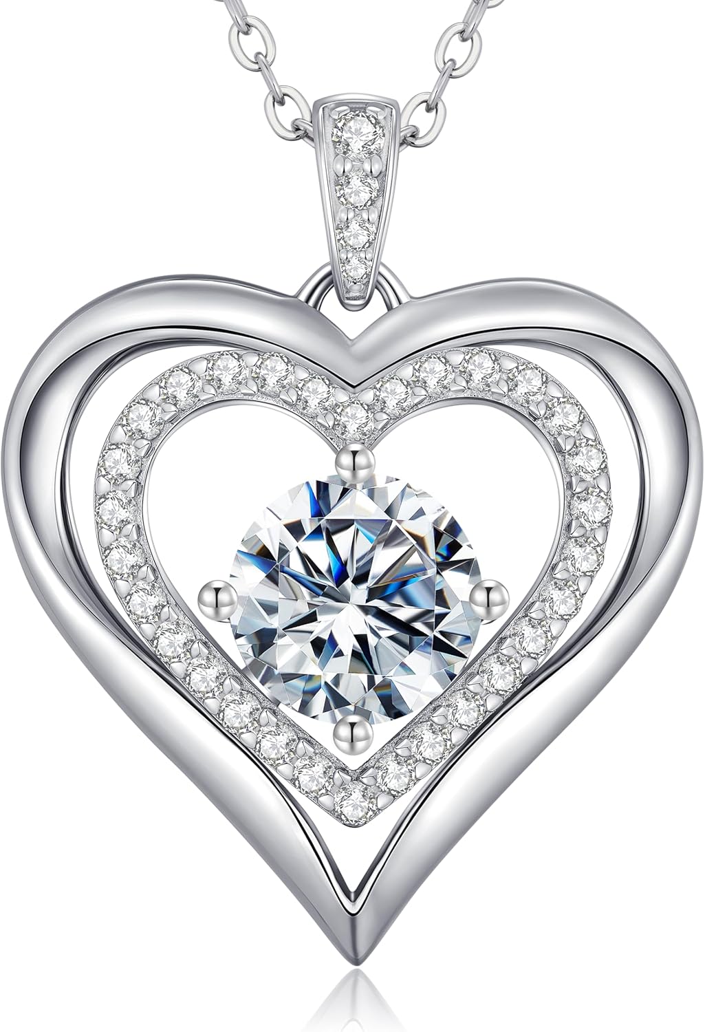 Thumbnail 6 de Collana Donna Cuore in argento 925 con moissanite CDE (ciondolo a cuore) per San Valentino, Festa della Mamma e regali