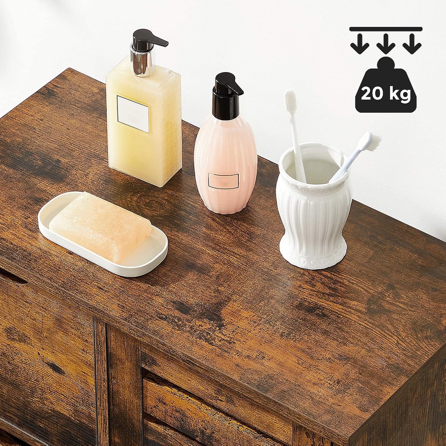 Thumbnail 6 de VASAGLE BBK143X01 Bathroom Floor Cabinet, Rustic Brown, 3 Drawers