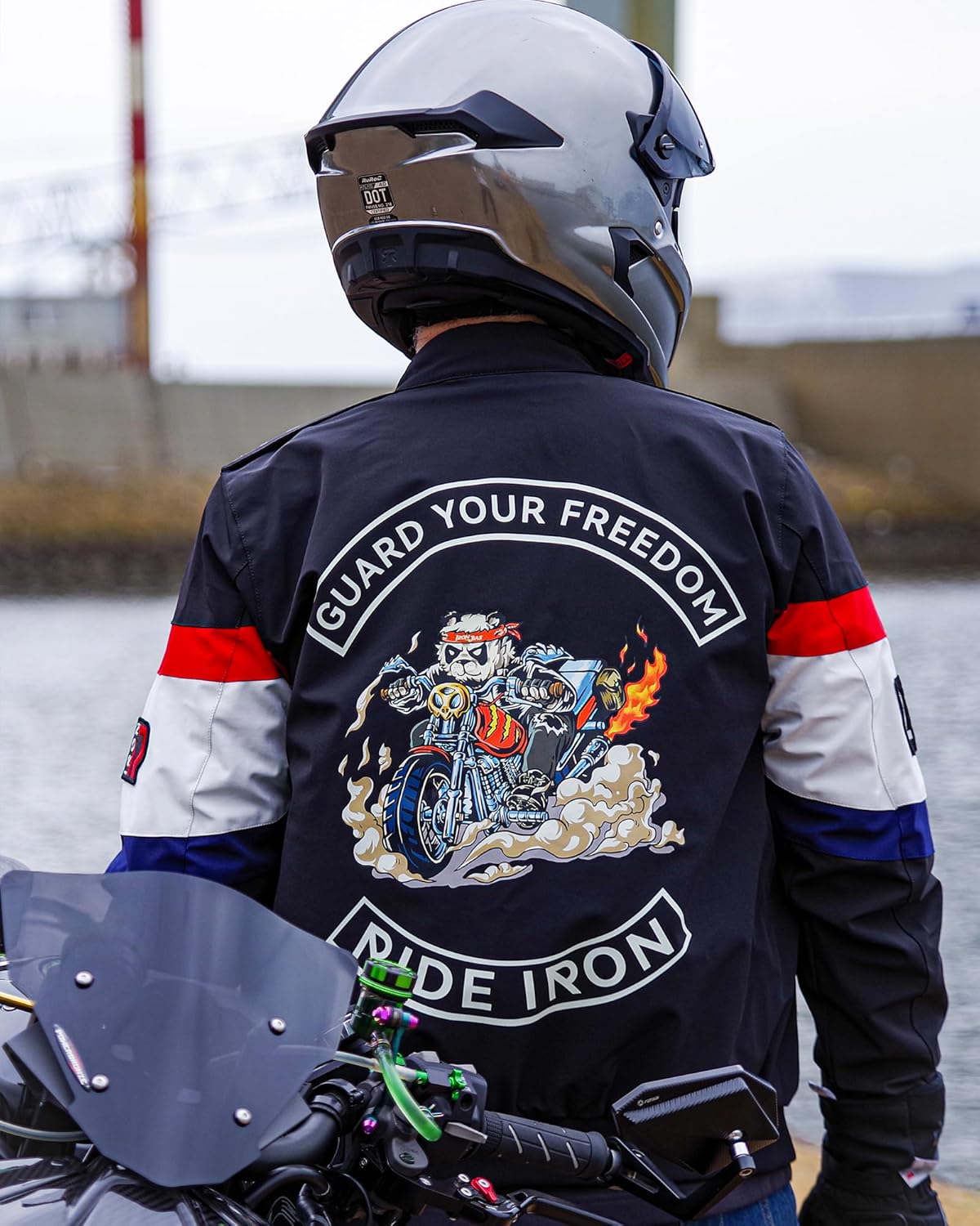 Thumbnail 1 de RIDEIRON Blouson moto homme avec protections CE et doublure amovible 4 saisons