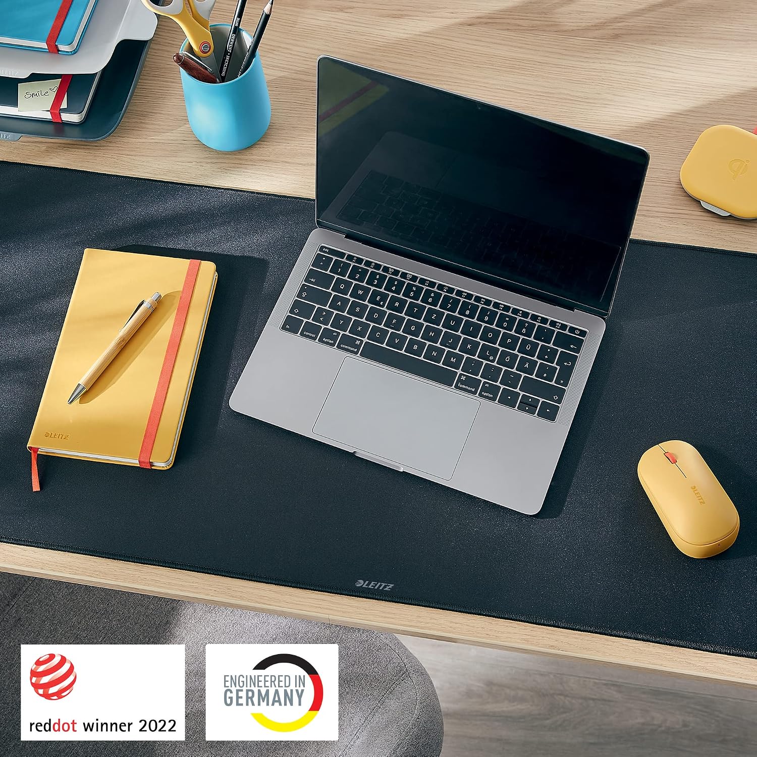 Detalle de Leitz Tapis de Bureau Antidérapant 80 x 40 cm – Gamme Cosy, Gris