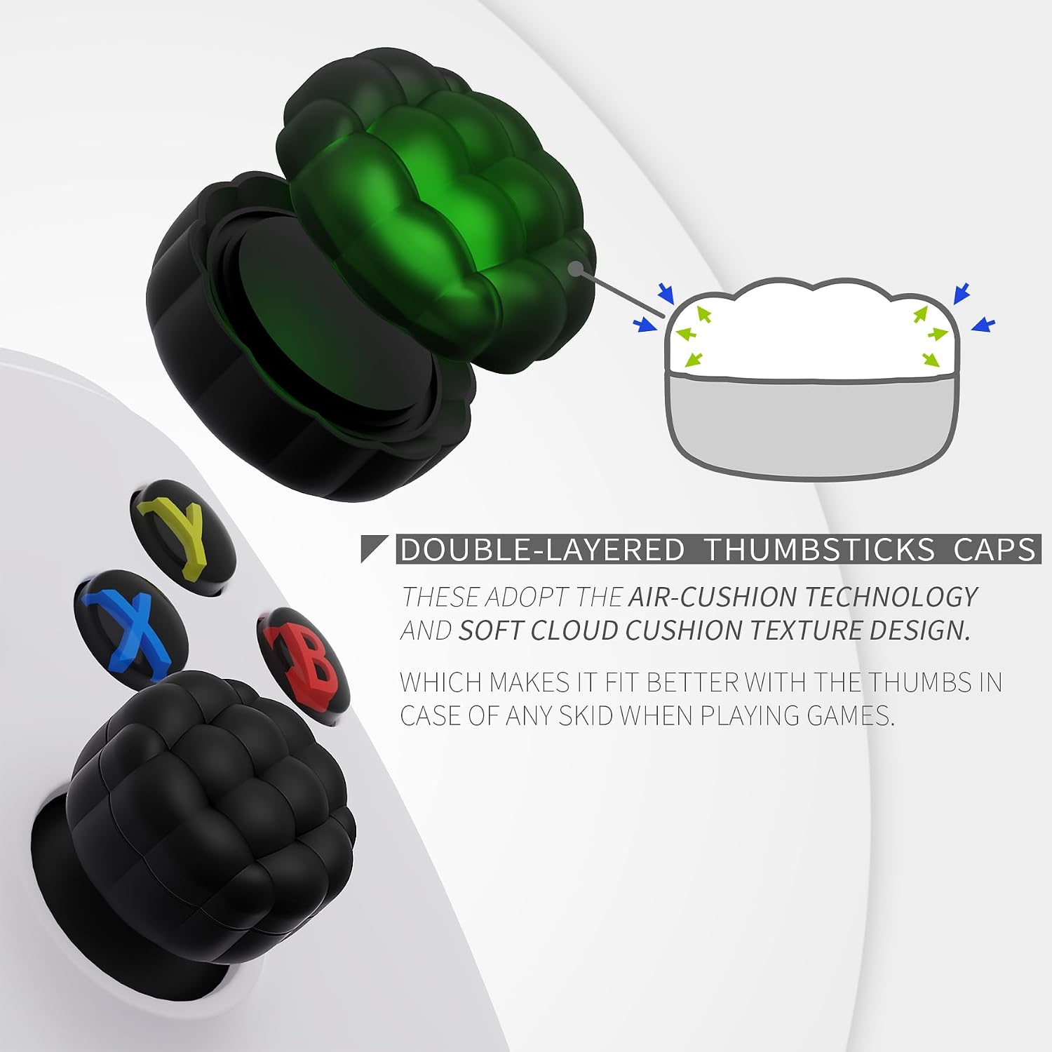 Detalle de PlayVital Thumb Cushion Caps (Cloud Texture) for PS5/PS4, Xbox & Switch controllers