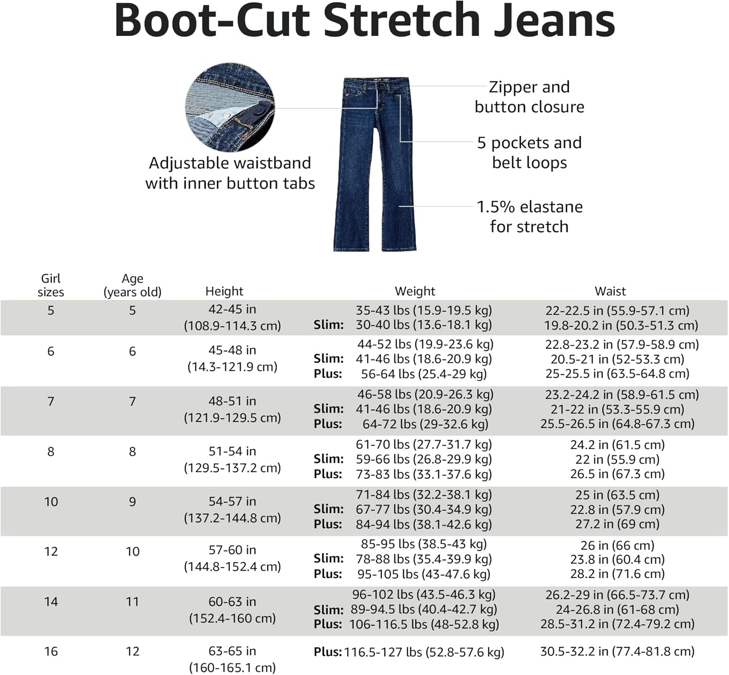 Thumbnail 5 de Amazon Essentials Girls' Slim Boot-Cut Stretch Jeans