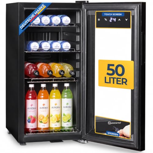 Detalle de Sommertal Getränkekühlschrank 50L mit Glastür, Touchscreen & abschließbar
