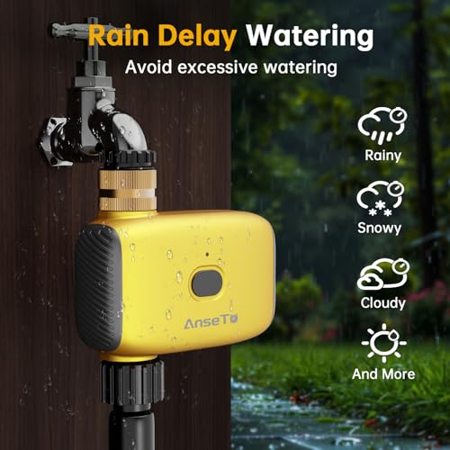 Detalle 2 de AnseTo Programador de Riego WiFi con Concentrador WiFi: control remoto y retardo por lluvia para jardines, invernaderos y césped