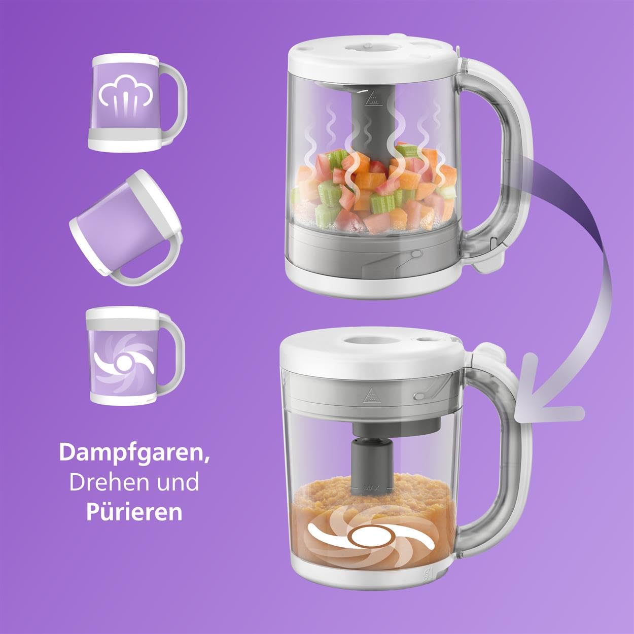 Thumbnail 3 de AVENT SCF883/01 4‑in‑1 Dampfgarer mit Mixer