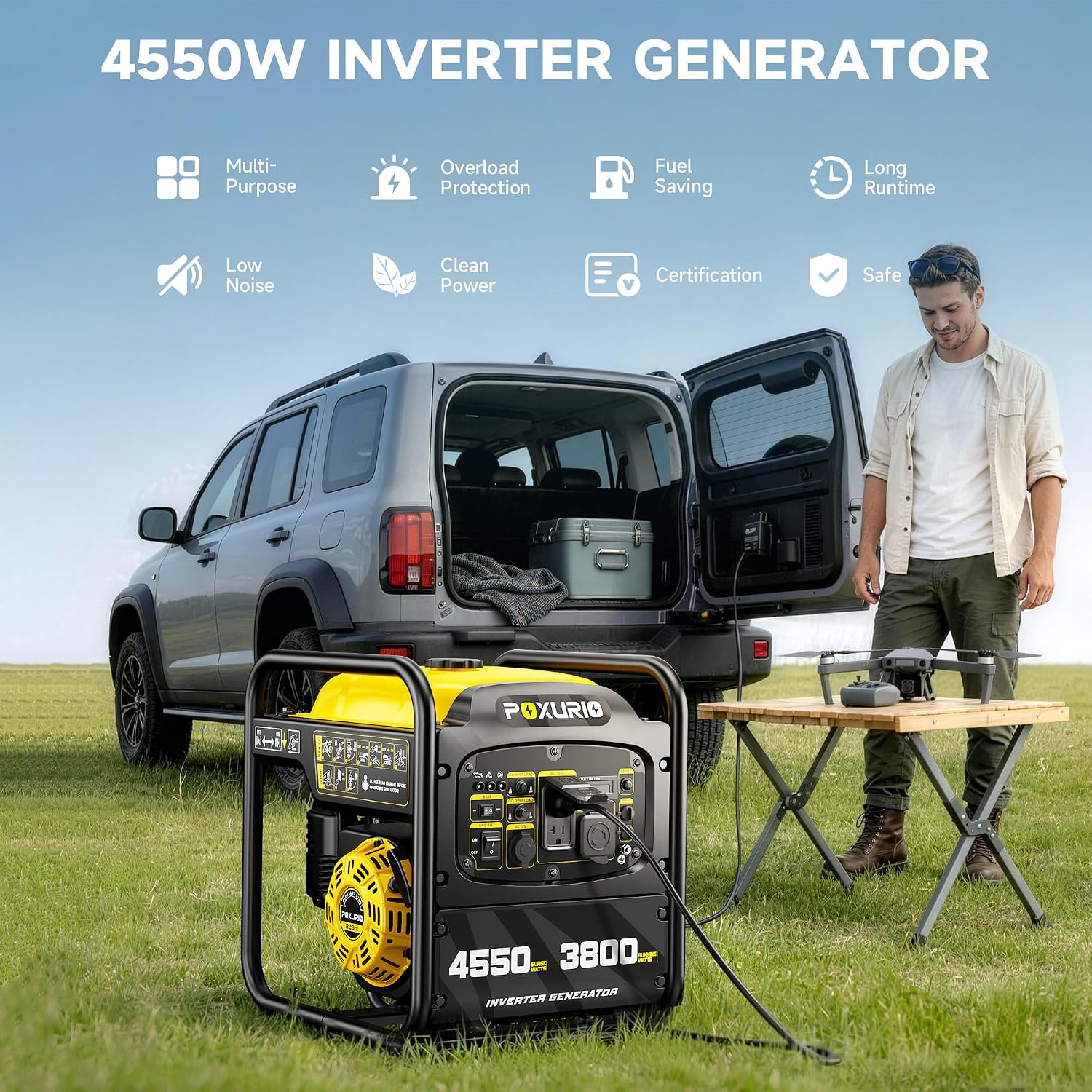 Detalle de POXURIO portable inverter generator 4550 watts