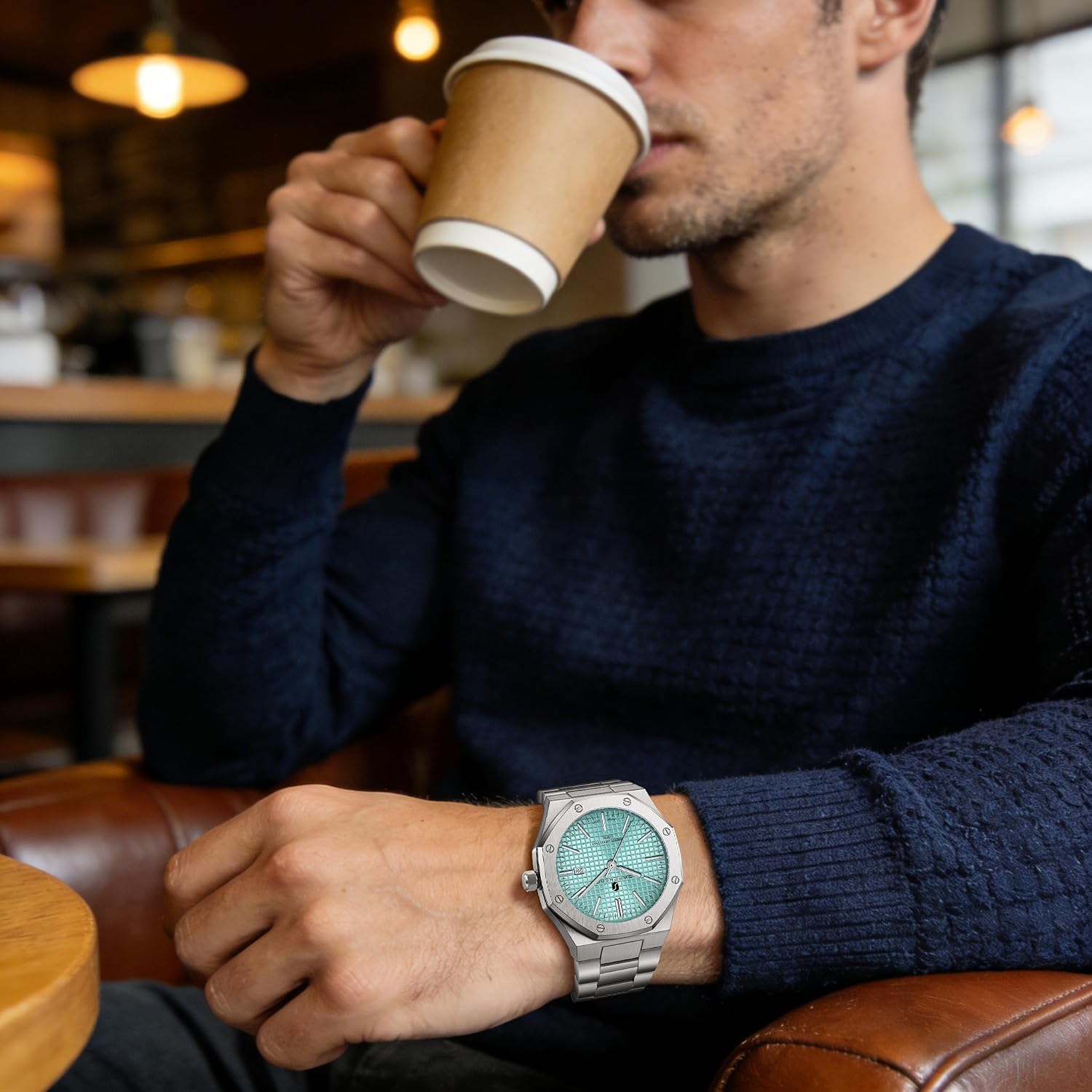 Thumbnail 2 de SAPPHERO Orologio Uomo Impermeabile 50M con Movimento Miyota – Quadrante Ottagonale, Cassa e Bracciale Inox