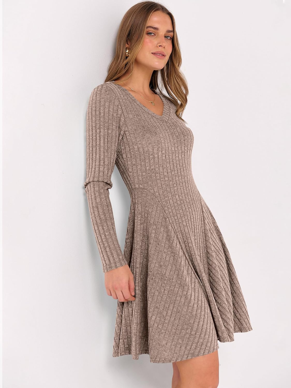 Thumbnail 5 de ANRABESS Women Ribbed V‑Neck Short Dress
