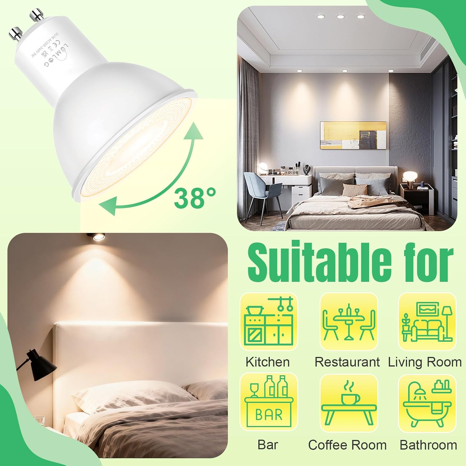 Thumbnail 4 de Lumlog GU10 5W LED warm white 3000K bulbs