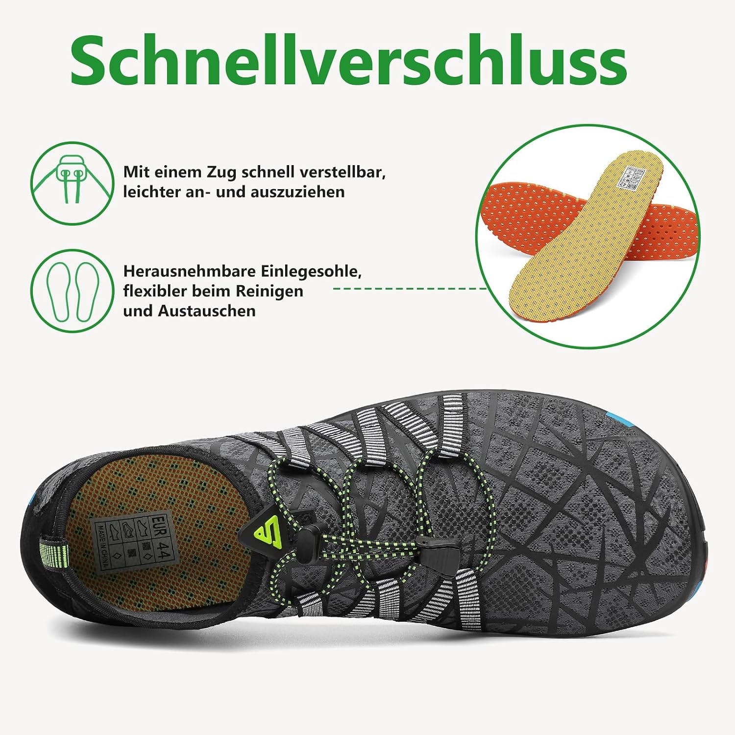 Detalle de Saguaro Wasserschuhe für Herren – rutschfest, schnelltrocknend, ideal für Wassersport
