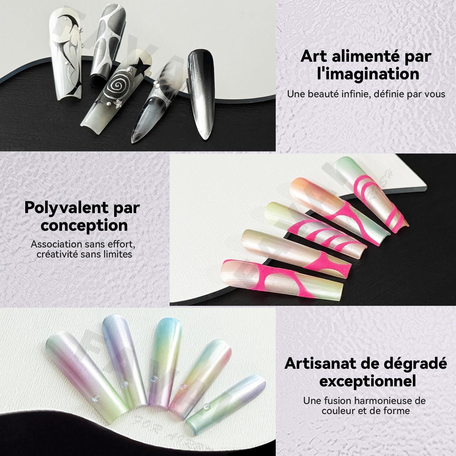 Detalle 2 de FAVAI Aurora Collection (#A) Airbrush Gel – Set de 12 couleurs métalliques iridescentes (baby boomer)