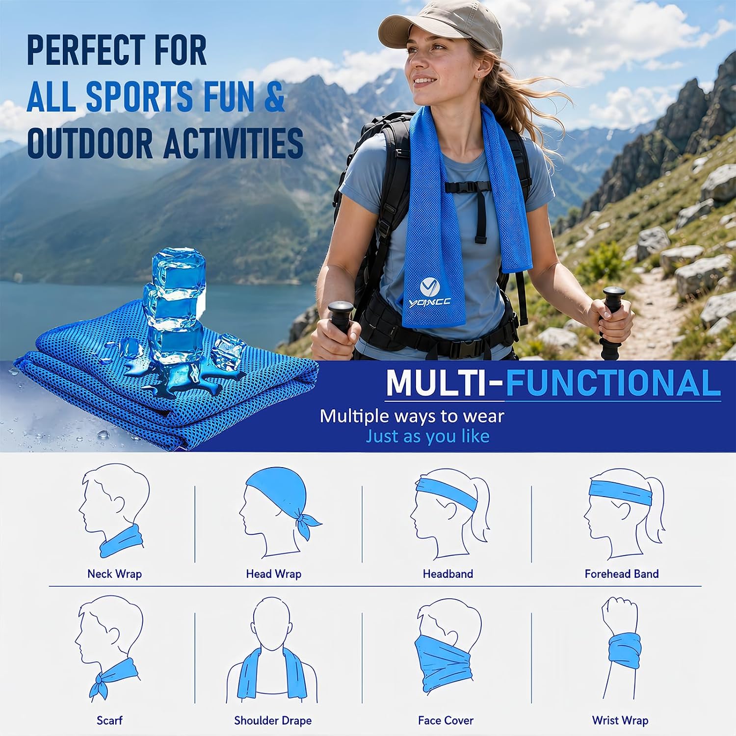 Thumbnail 6 de YQXCC Cooling Towels 120x30 cm: Ultra-Soft Microfiber Chill for Active Lifestyles