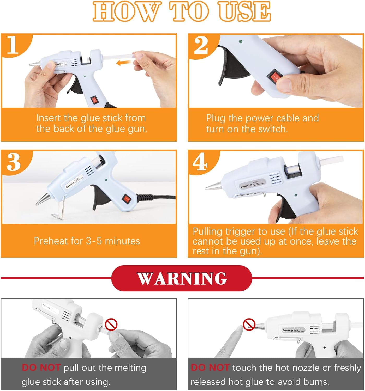 Thumbnail 4 de BeiHeng 20W Mini Hot Glue Gun with 30 sticks