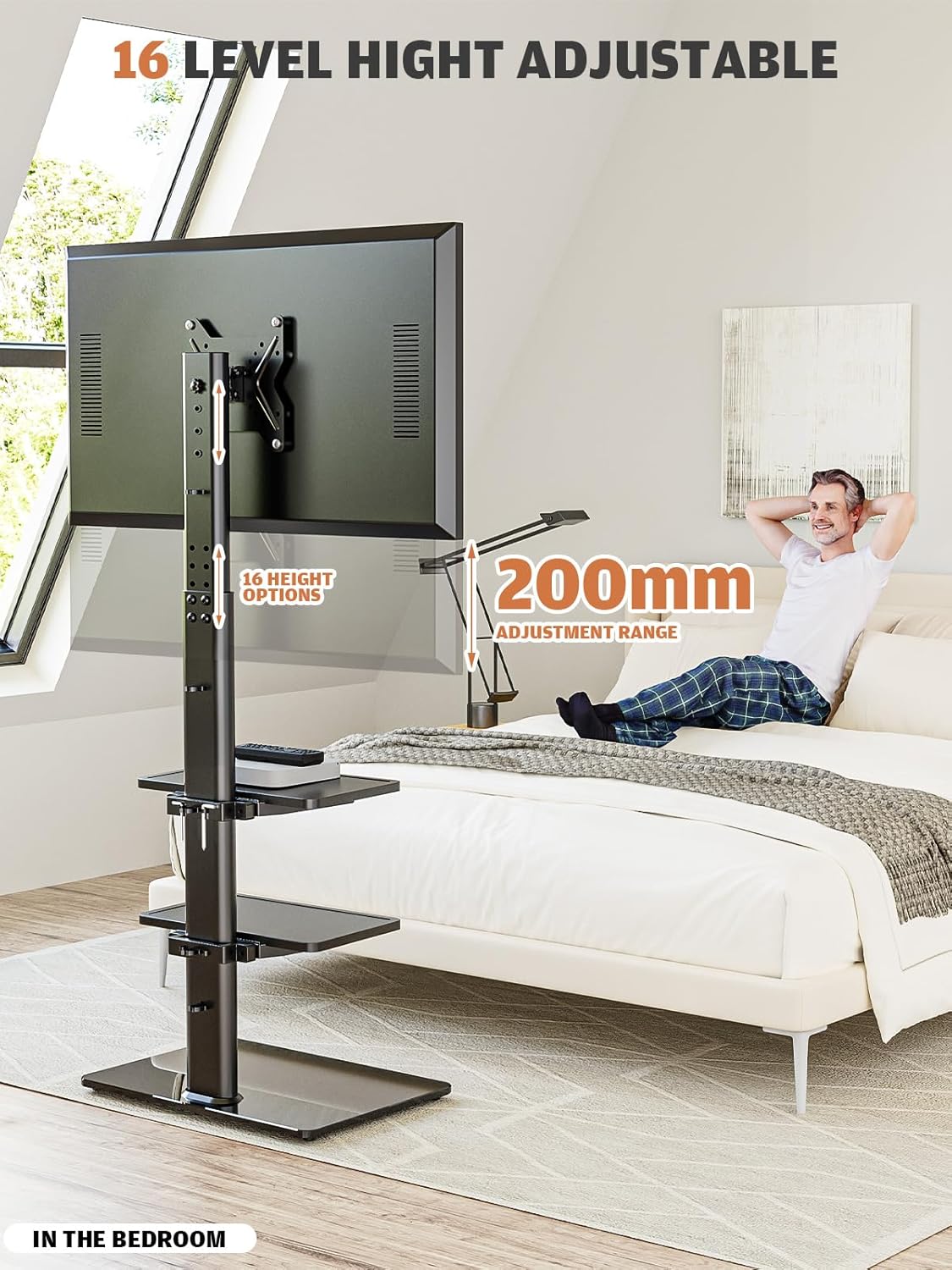 Thumbnail 4 de HT3001BP: Universal Floor TV Stand with Swivel Mount for 19–42 inch TVs