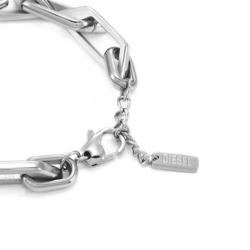 Detalle de Diesel Pulsera de hombre en acero inoxidable tono plateado con cierre de langosta