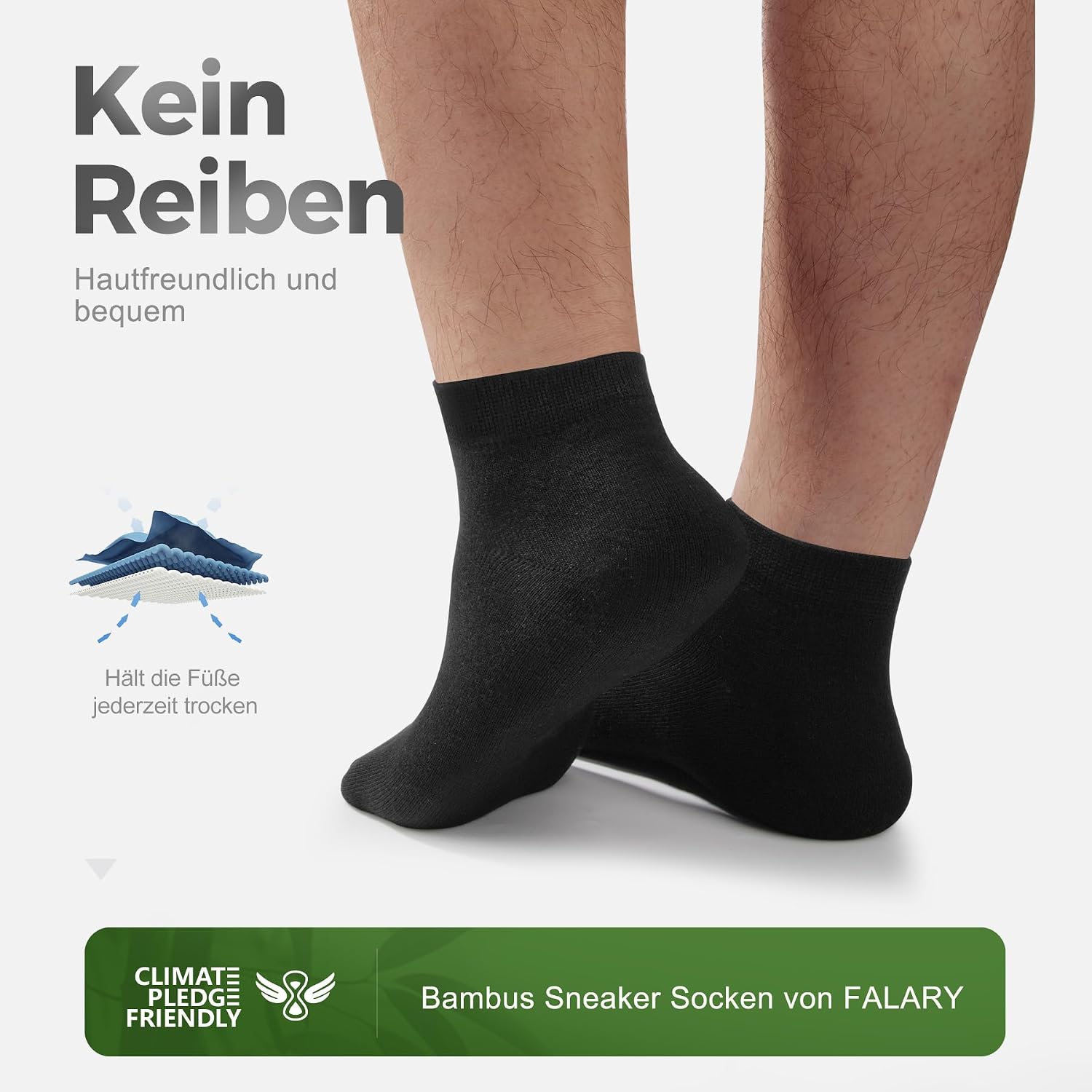 Thumbnail 4 de FALARY Bambus Sneaker Socken – atmungsaktive Kurze Socken mit antibakteriellem Schutz (10/20 Paar)