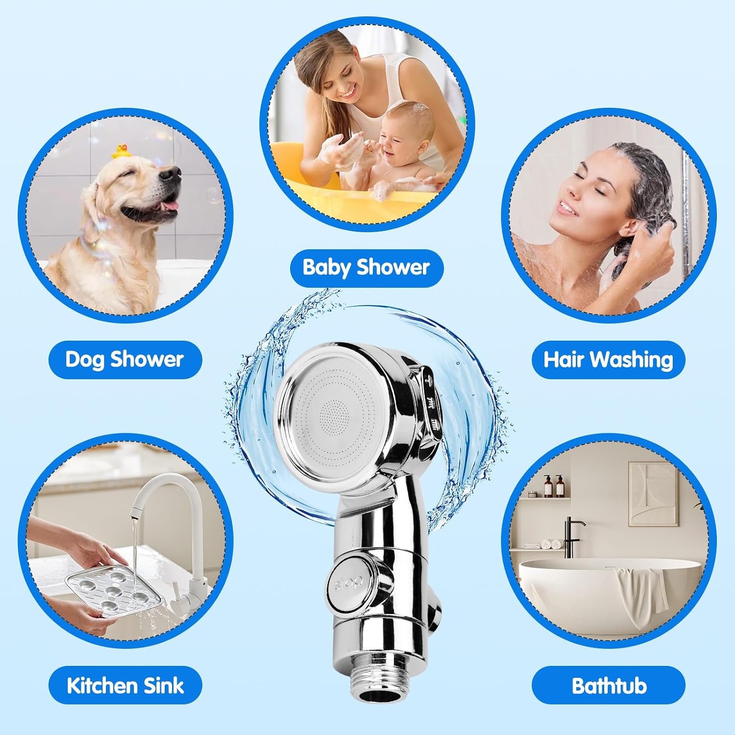 Thumbnail 4 de Doccetta per Lavandino Bagno con Tubo Estensibile 3M: set completo per lavaggio, bidet e doccia
