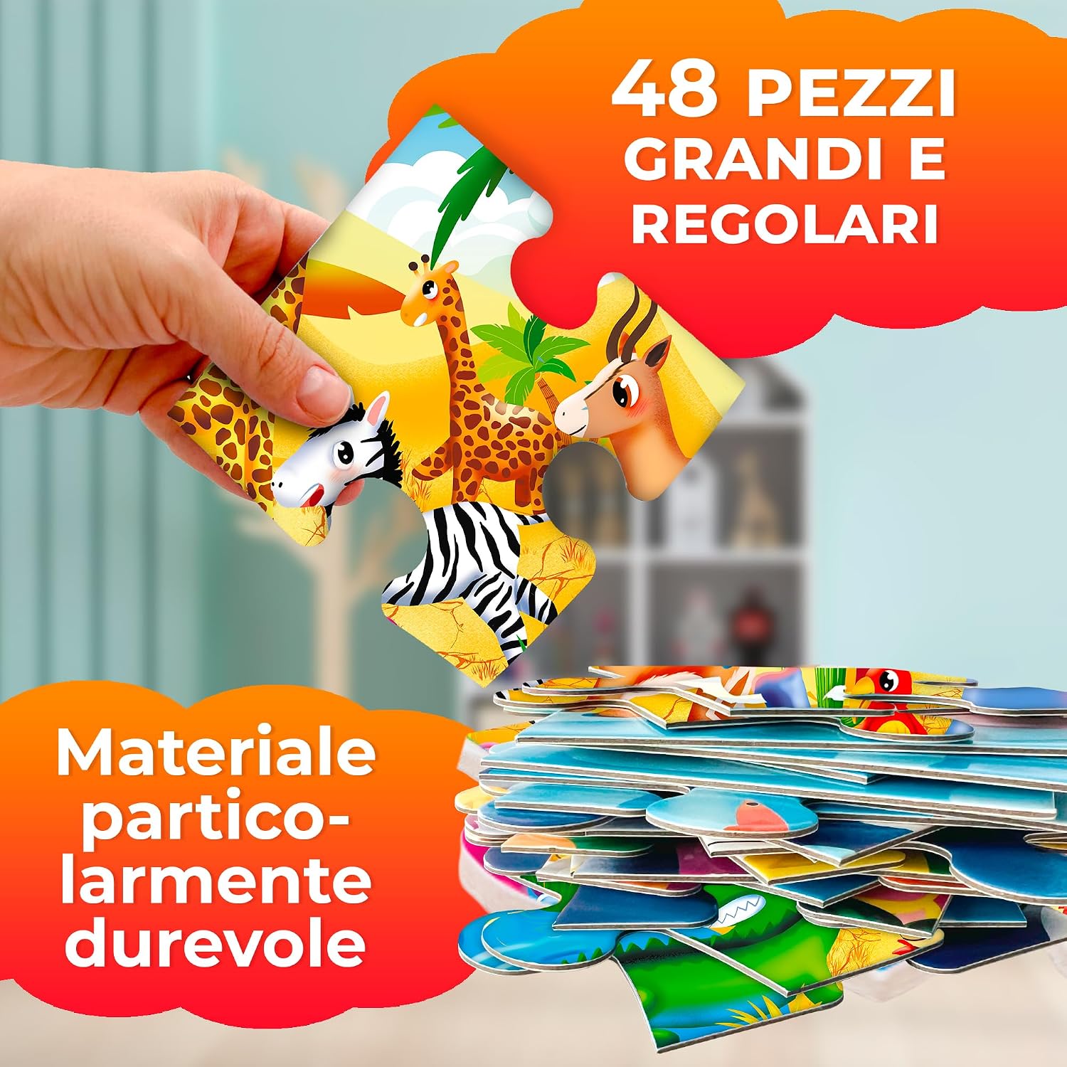 Detalle de QUOKKA Puzzle gigante per bambini 48 pezzi 60x90 cm 🧩