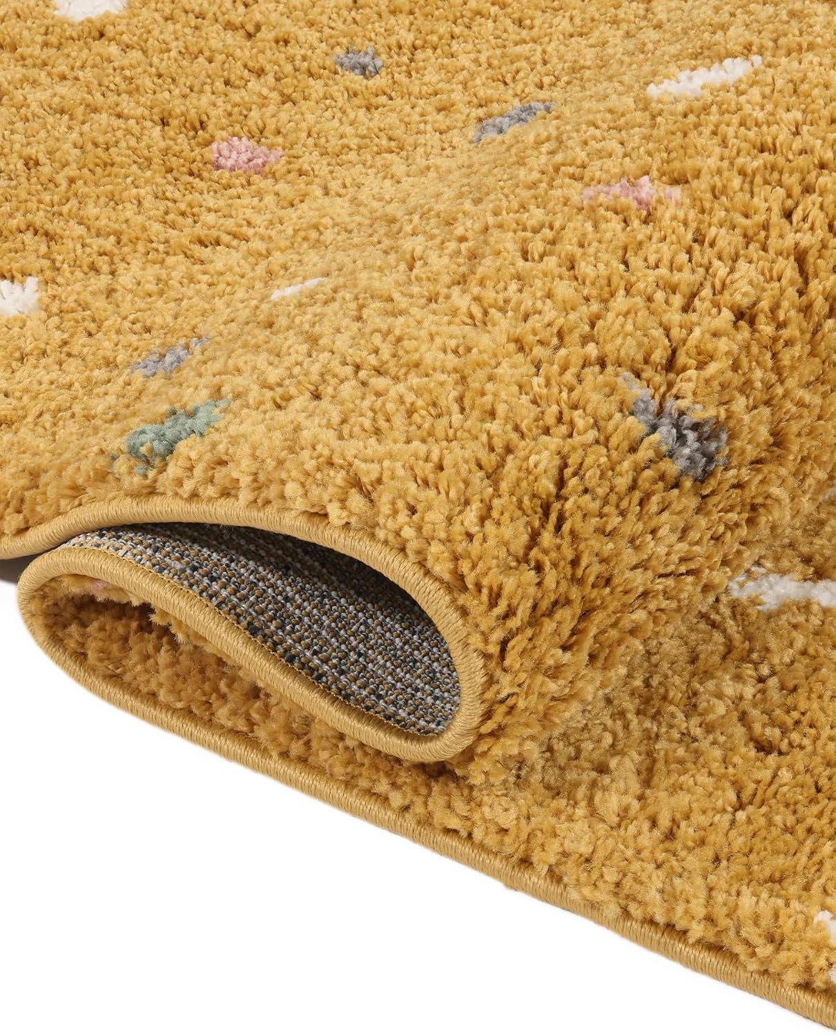 Detalle de RugVista Confetti Kids Rug, 140 x 200 cm, Yellow, Medium Pile
