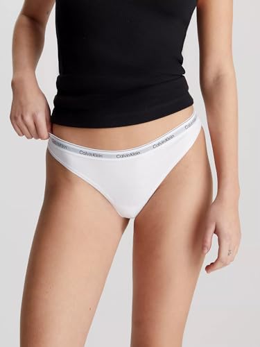 Detalle de Calvin Klein Modern Logo: confezione da 3 perizomi donna bianchi